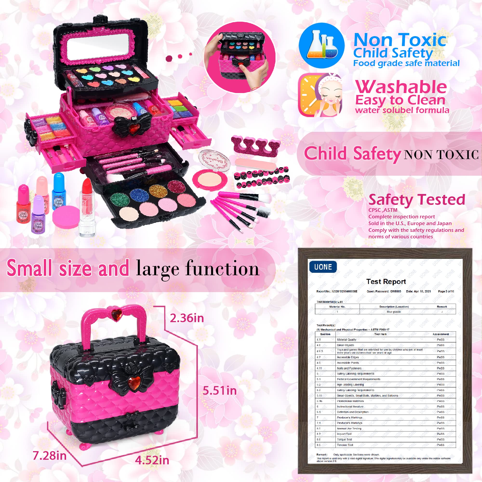 57 PCS Kids Makeup Kit - Non-Toxic & Washable Princess Makeup Set for Girls Ages 4-8, Perfect Birthday Gift for Pretend Play, Dress-Up & Creative Fun