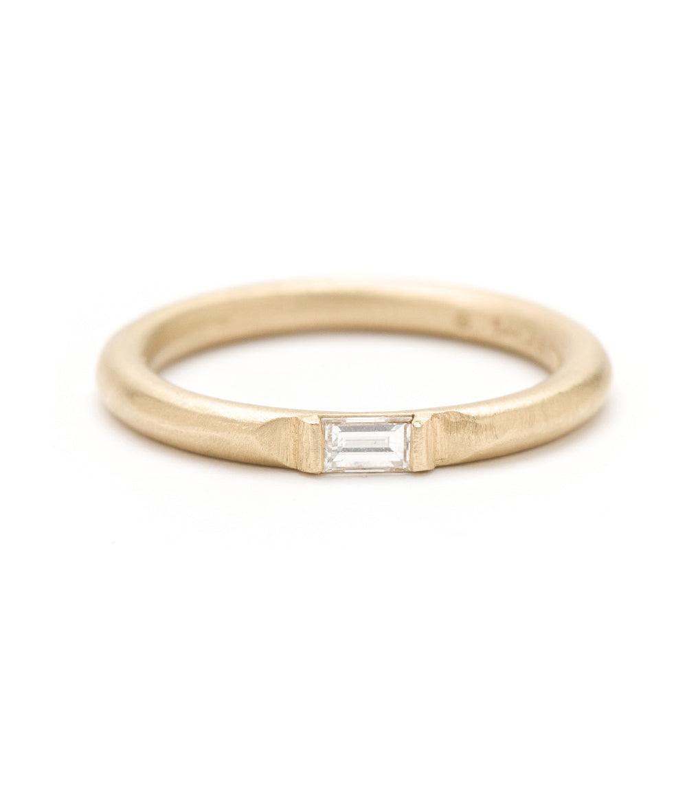 14K Gold Wire Band Diamond Baguette Stacking Ring for Women - Elegant Layering Ring for Everyday Wear & Special Occasions
