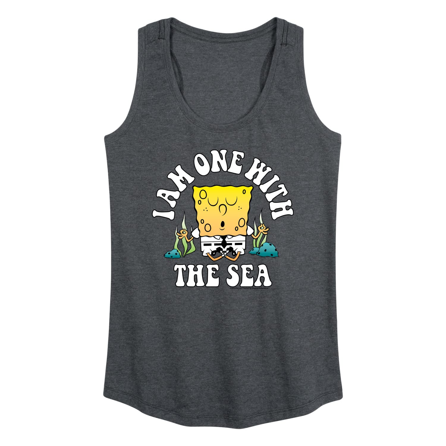 SpongeBob SpongePants 'I'm One with The Sea' Women's Racerback Tank Top - Soft Hybrid Apparel - Perfect for Beach, Summer & Casual Wear