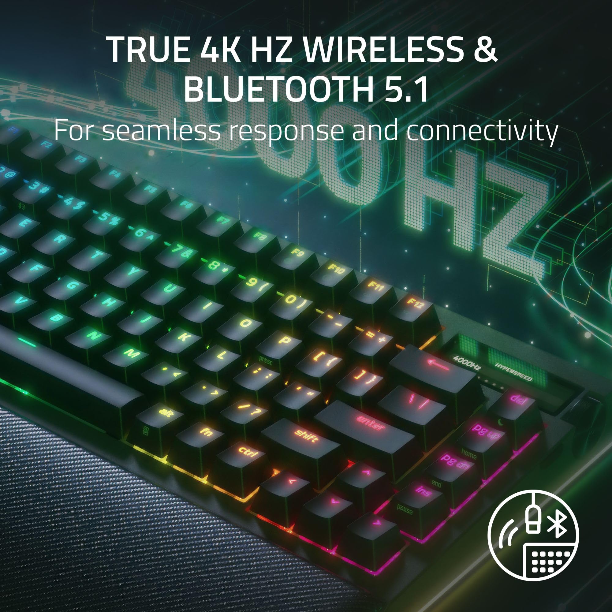 Razer BlackWidow V4 Pro 75% Wireless Mechanical Gaming Keyboard with OLED Display | 4K Hz Wireless & Bluetooth | Hot-Swappable Orange Tactile Switches | Chroma RGB Backlight & Wrist Rest | Perfect for Competitive Gaming & Office Work