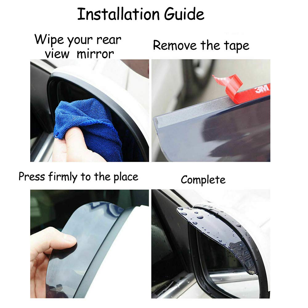 MCARCAR Car Side Mirror Rain Guards - Waterproof Rearview Mirror Covers & Eyebrow Shades, 2pcs/Set - Perfect for Rainy Weather & All-Season Driving Protection