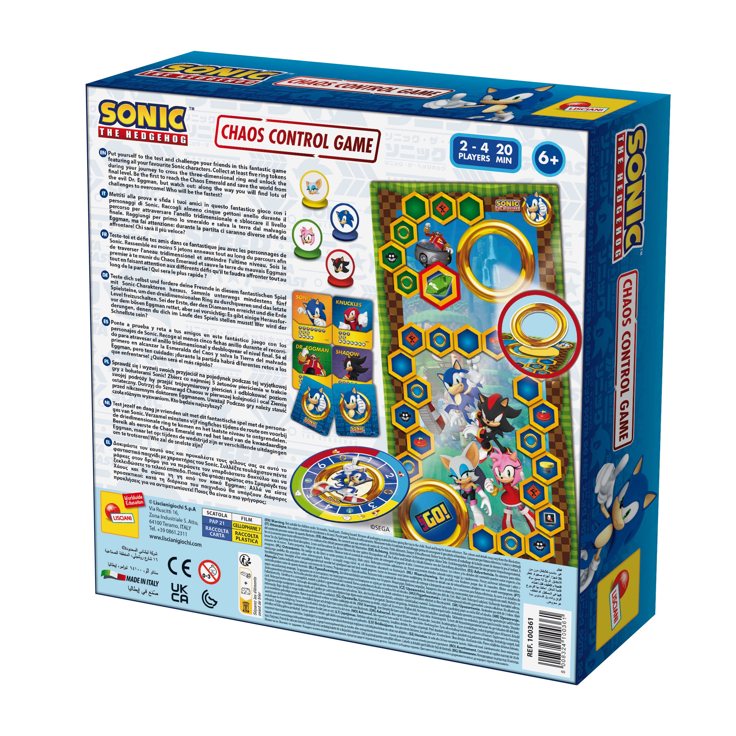 Lisciani Sonic Chaos Board Game for Kids Ages 6+ - Family Fun with Sonic the Hedgehog Characters - 2 to 4 Players - Exciting Race & Strategy Game - 20 Min Playtime - Perfect for Birthday Parties & Family Game Nights