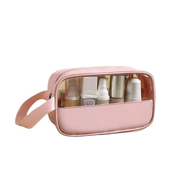 Waterproof Small Cosmetic Organizer Bag for Women - Pink Travel Makeup Pouch with Zipper, Compact Washable Storage Case | Perfect for Travel, Gym & Daily Essentials Organization
