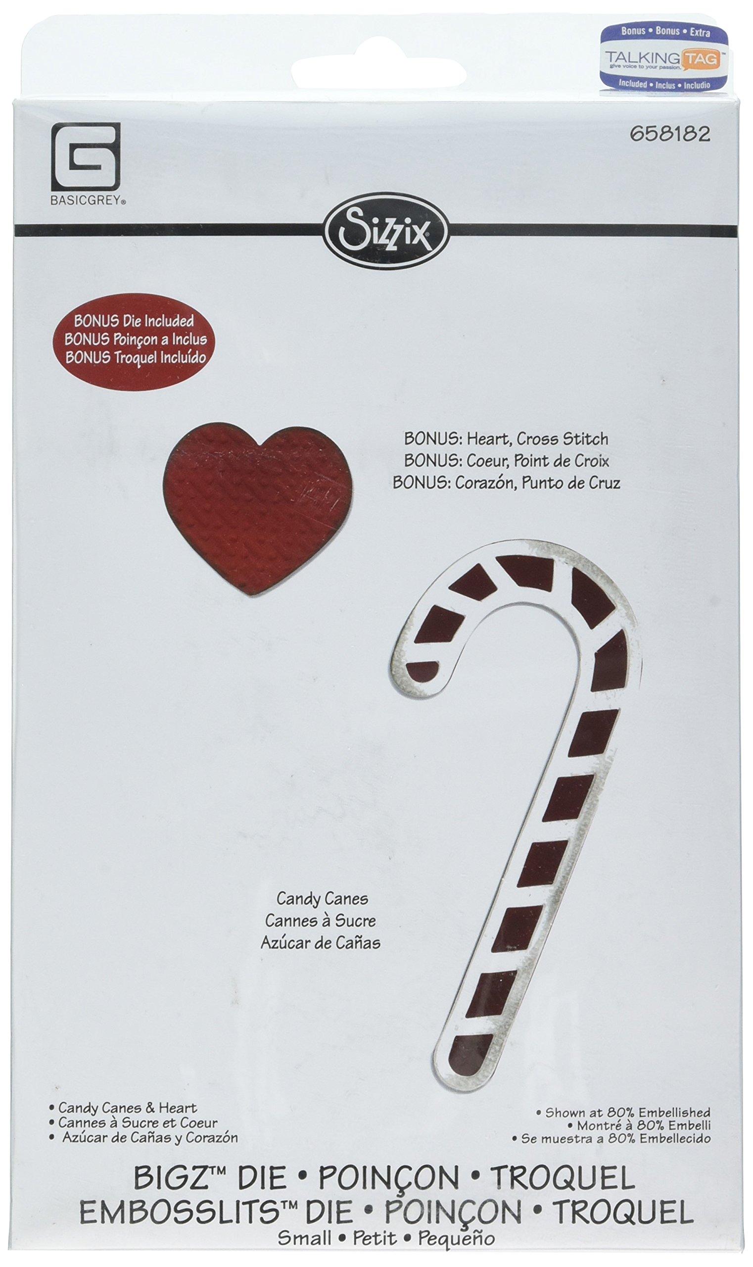 Sizzix Bigz Die Cutting Machine with Bonus Embosslits Die - Candy Canes & Heart Design by BasicGrey | Perfect for Scrapbooking, Card Making, and DIY Paper Crafts