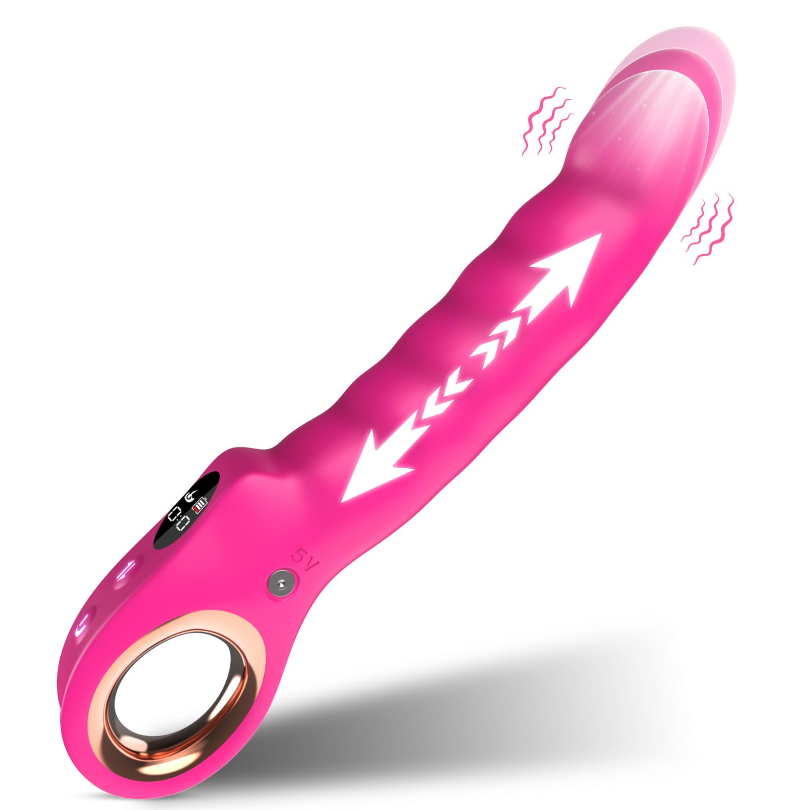 Powerful 7-Speed Thrusting Dildo Vibrator with 7 Vibration Modes - G Spot & Clitoral Stimulator, Anal Sex Toy with Hollow Handle & LCD Display - Adult Wand Massager for Women - Perfect for Solo Play & Couples Intimacy