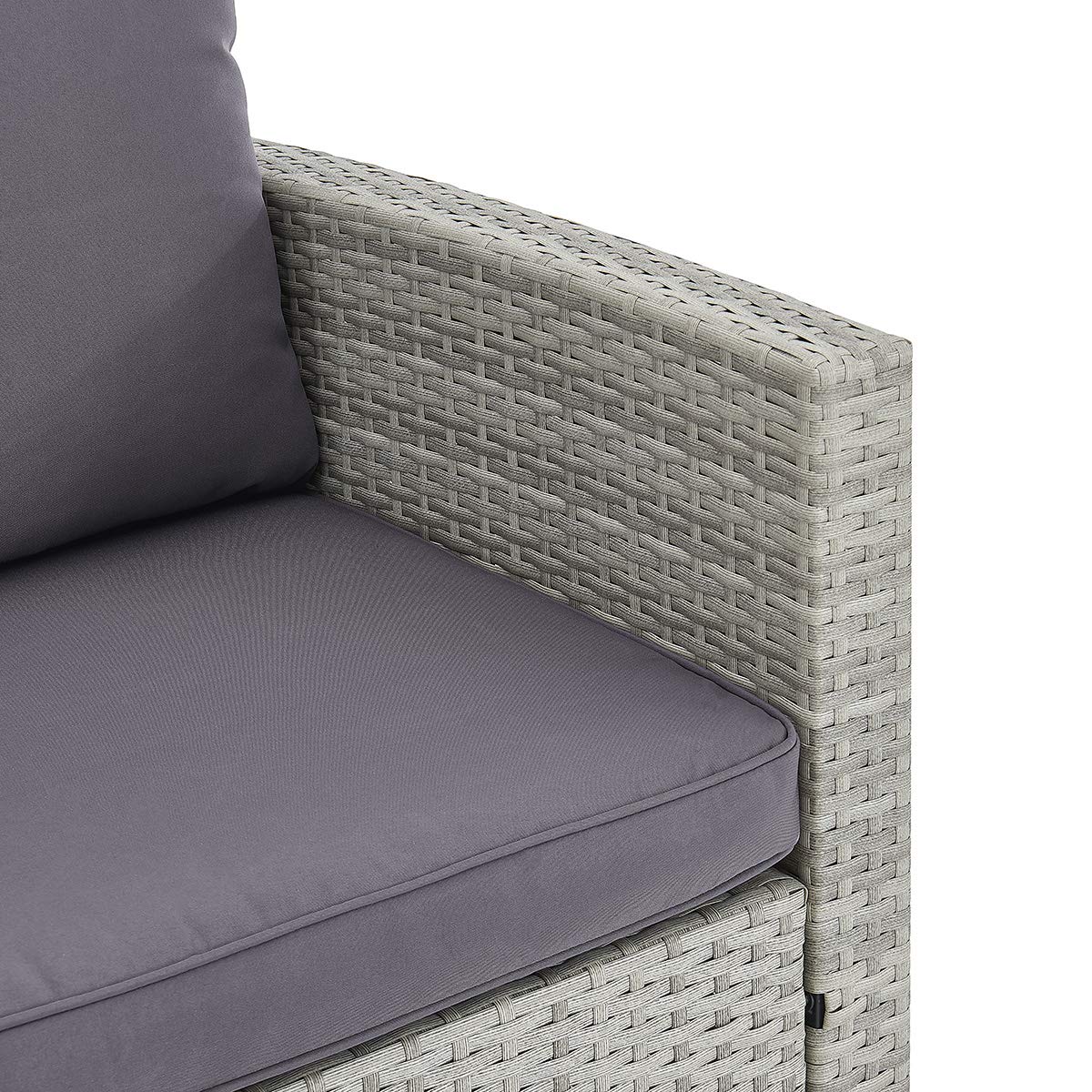 Barton 6-Piece Outdoor Patio Dining Set - Space Saving Rattan Chairs with Glass Table, Cushioned Seating & Backrest - Grey Sectional Conversation Furniture for Garden, Deck, Poolside & Backyard