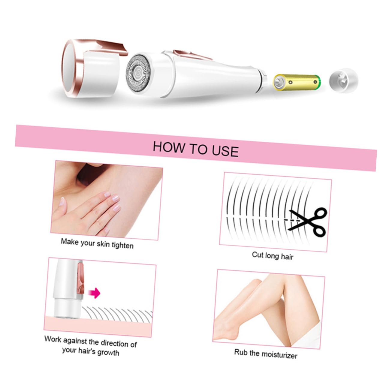 Electric Facial Epilator & Bikini Trimmer for Women - Rechargeable Dermaplane Razor, Ladies Shaver for Face & Body Hair Removal - Smooth Skin at Home or Travel - White