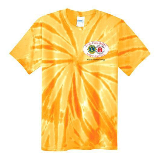 Lions Camp Badger Tie Dye T-Shirt with Color Logo - Soft Cotton Graphic Tee for Summer Camp, Music Festivals & Casual Wear
