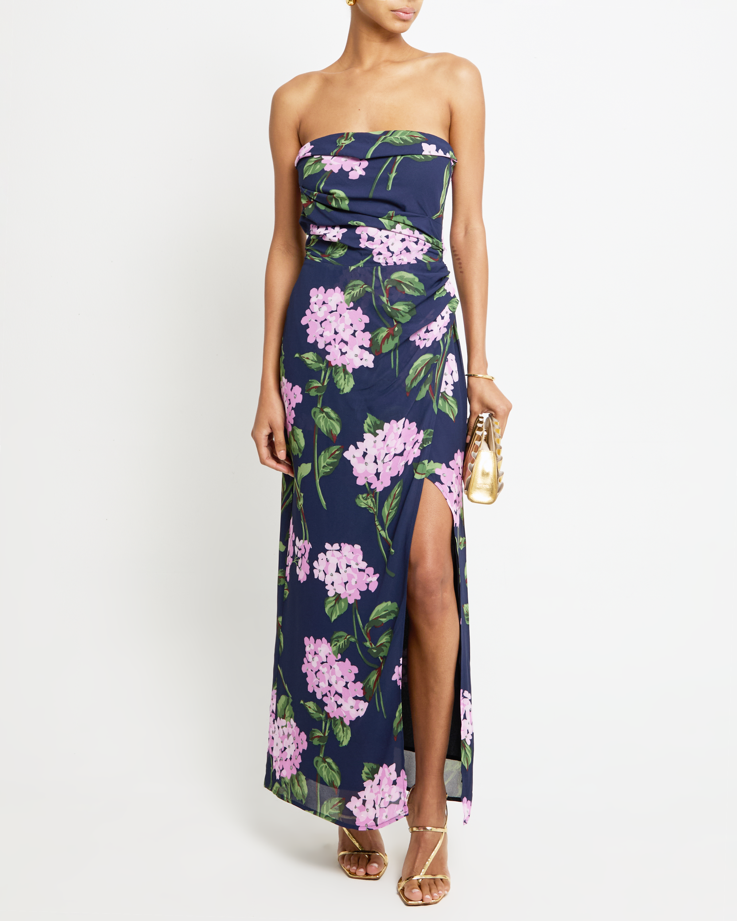 Malani Floral Print Maxi Dress - Midnight Bloom | Elegant Women's Summer Dress for Beach, Wedding & Party Occasions