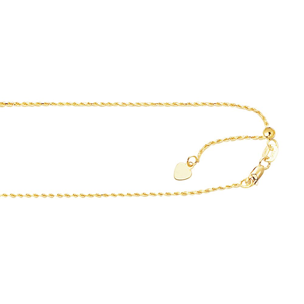 10K Gold 0.95mm Adjustable Rope Chain Necklace for Women - Dainty & Elegant Jewelry for Everyday Wear, Layering, and Gift Giving