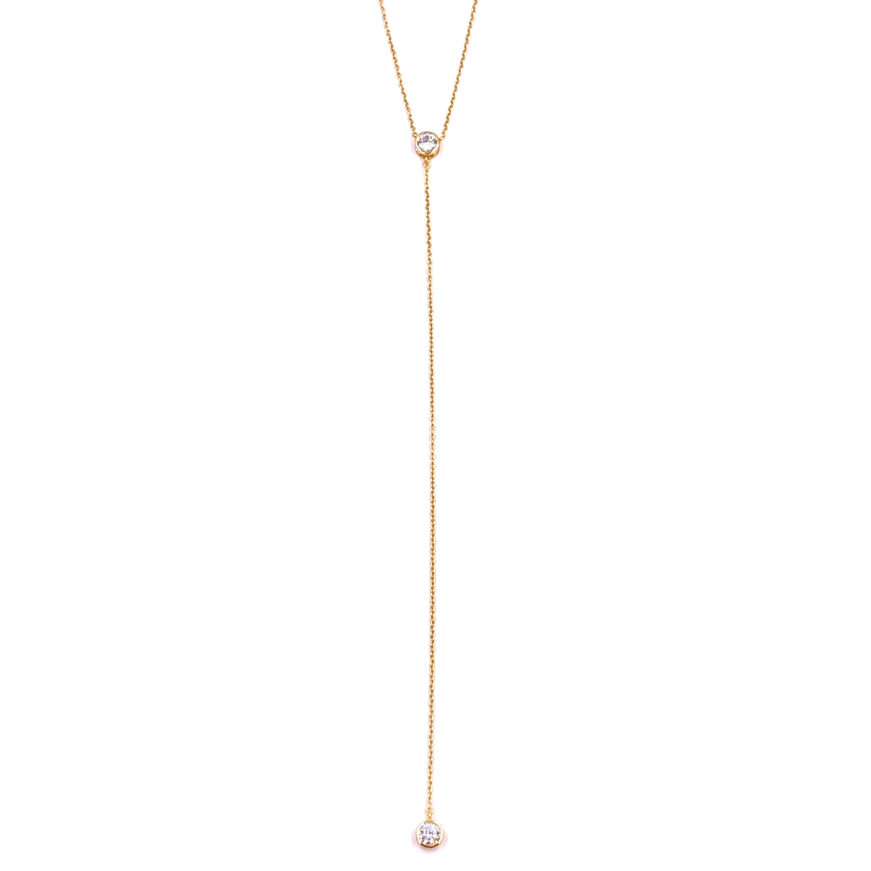 Ashley Gold Sterling Silver Gold Plated CZ Center & Drop Lariat Necklace - Elegant Layered Pendant for Women, Perfect for Parties, Weddings & Date Nights