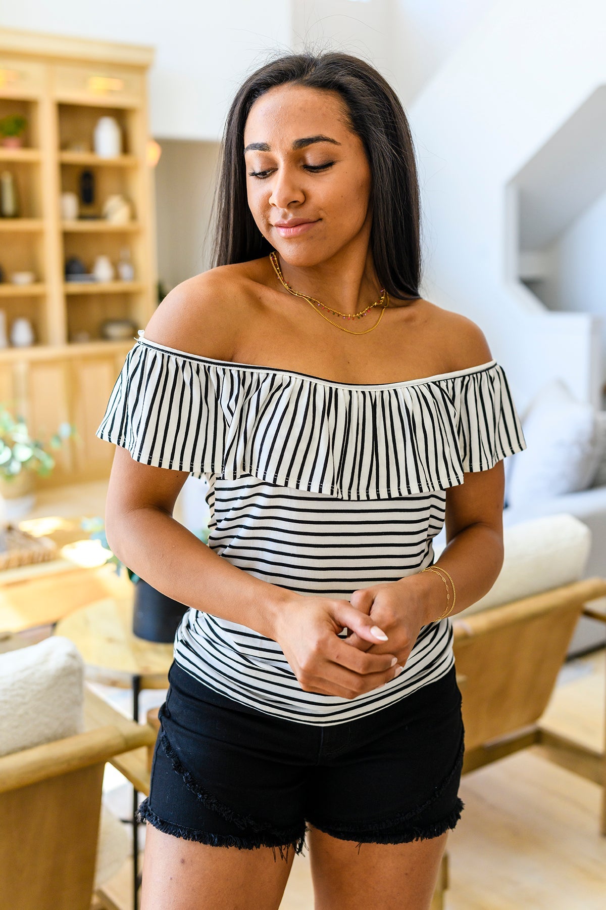 Extra Time Striped Top for Women - Trendy Casual Long Sleeve Shirt for Everyday Wear | Perfect for Office, Date Night & Weekend Outings