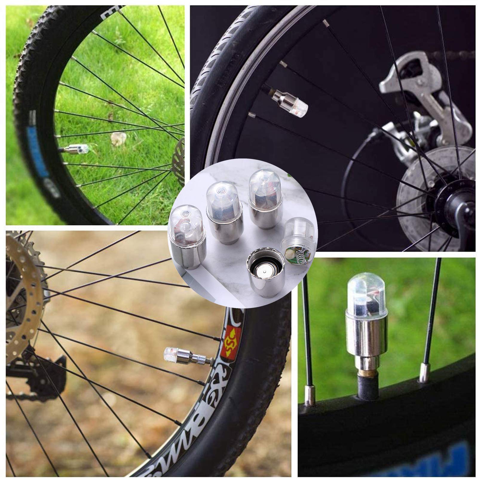4 Pack LED Tire Valve Stem Lights - Waterproof Wheel Lights for Cars, Trucks, Bikes, Motorcycles & Golf Carts (Includes 10 Extra Batteries) - White Glow for Night Safety & Style | Perfect for Kids, Boys & Outdoor Adventures