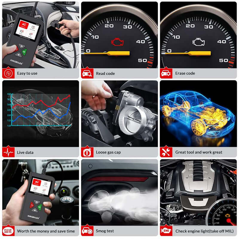 KINGBOLEN® YA206 OBD2 Scanner & Car Code Reader - Check Engine Light Diagnostic Tool for All 1996 & Newer Vehicles - Fast & Accurate Scan Tool (USA Shipping Only) - Perfect for DIY Mechanics & Auto Repair Shops