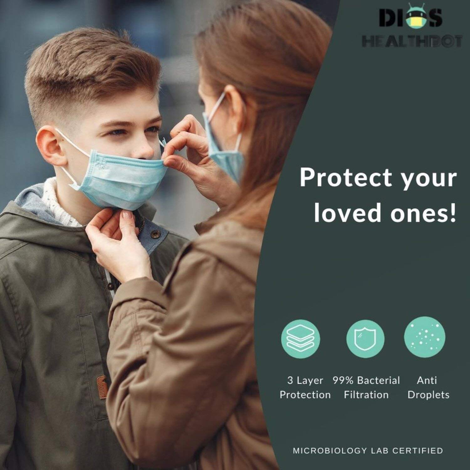 Premium 3-Ply Disposable Face Masks with Natural Rose Fragrance & Nose Clip - 50 Pack | CE & ISO Certified | Machine Made, UV Sterilized for Safety | Ideal for Travel, Work, and Daily Protection