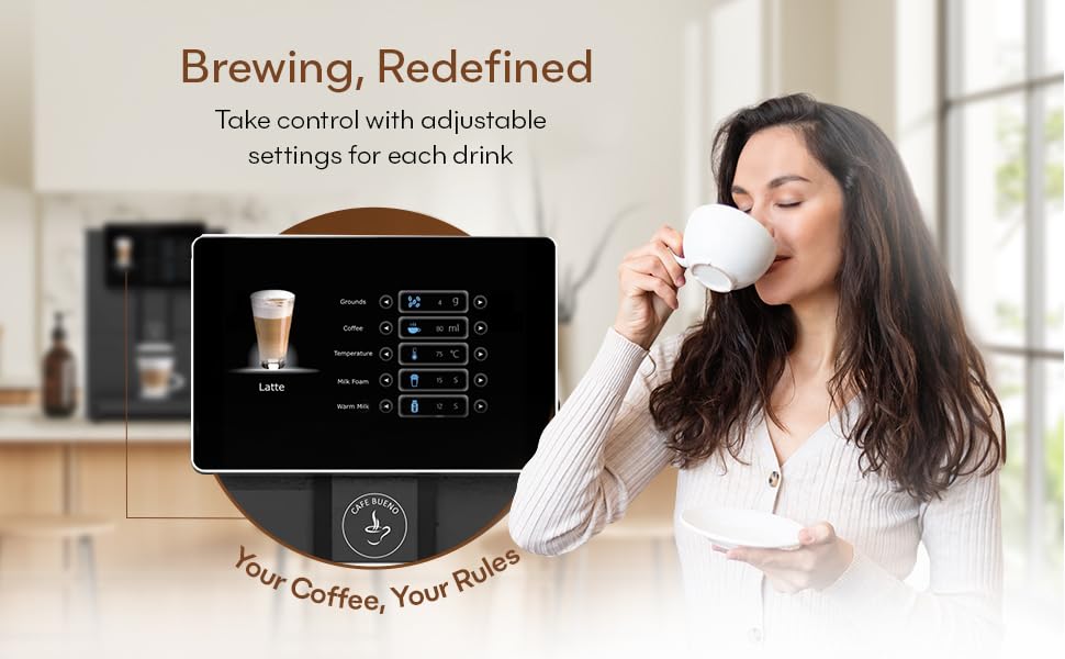 Premium Super Automatic Espresso Coffee Machine with Built-in Grinder & Milk Frother - 19 Bar Pressure for Perfect Latte, Cappuccino & Macchiato - Ideal for Home Baristas & Coffee Shops - Enjoy Cafe-Quality Drinks Anytime