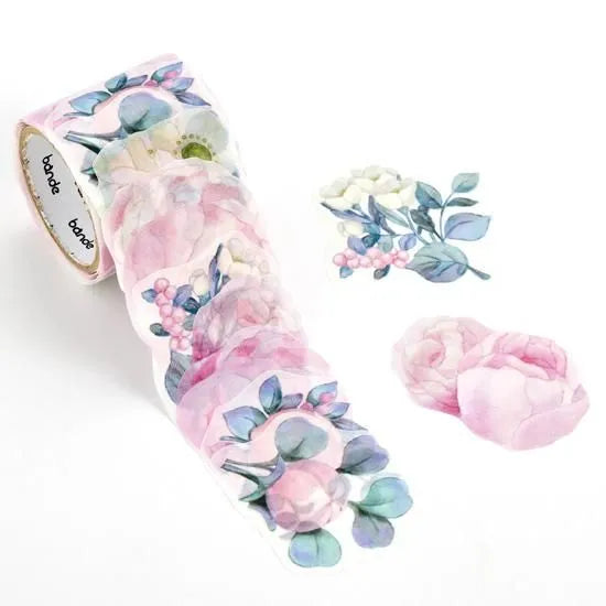Peony Bouquet Sticker Roll - Floral Decorative Vinyl Stickers for Scrapbooking, DIY Crafts, Laptop & Water Bottle Decoration