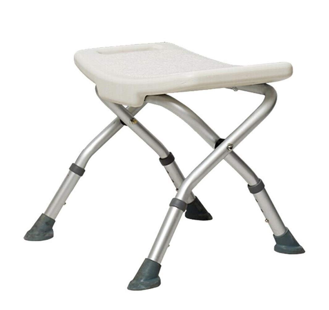 Foldable Aluminum Alloy Shower Stool - Non-Slip Bath Seat & Shower Bench for Elderly & Disabled | Rustproof, Portable & Safe | Ideal for Bathroom Safety & Assisted Showering (White) - JINJINTAO