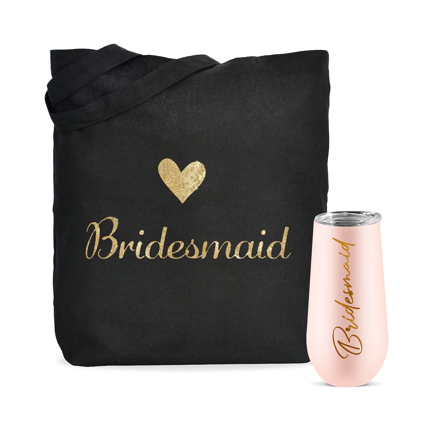 Elegant Bridesmaid Tote Bag & Tumbler Set - Perfect Wedding Proposal & Bachelorette Party Gifts for Bridesmaids - Ideal for Wedding Showers, Bridal Parties & Girls' Getaways