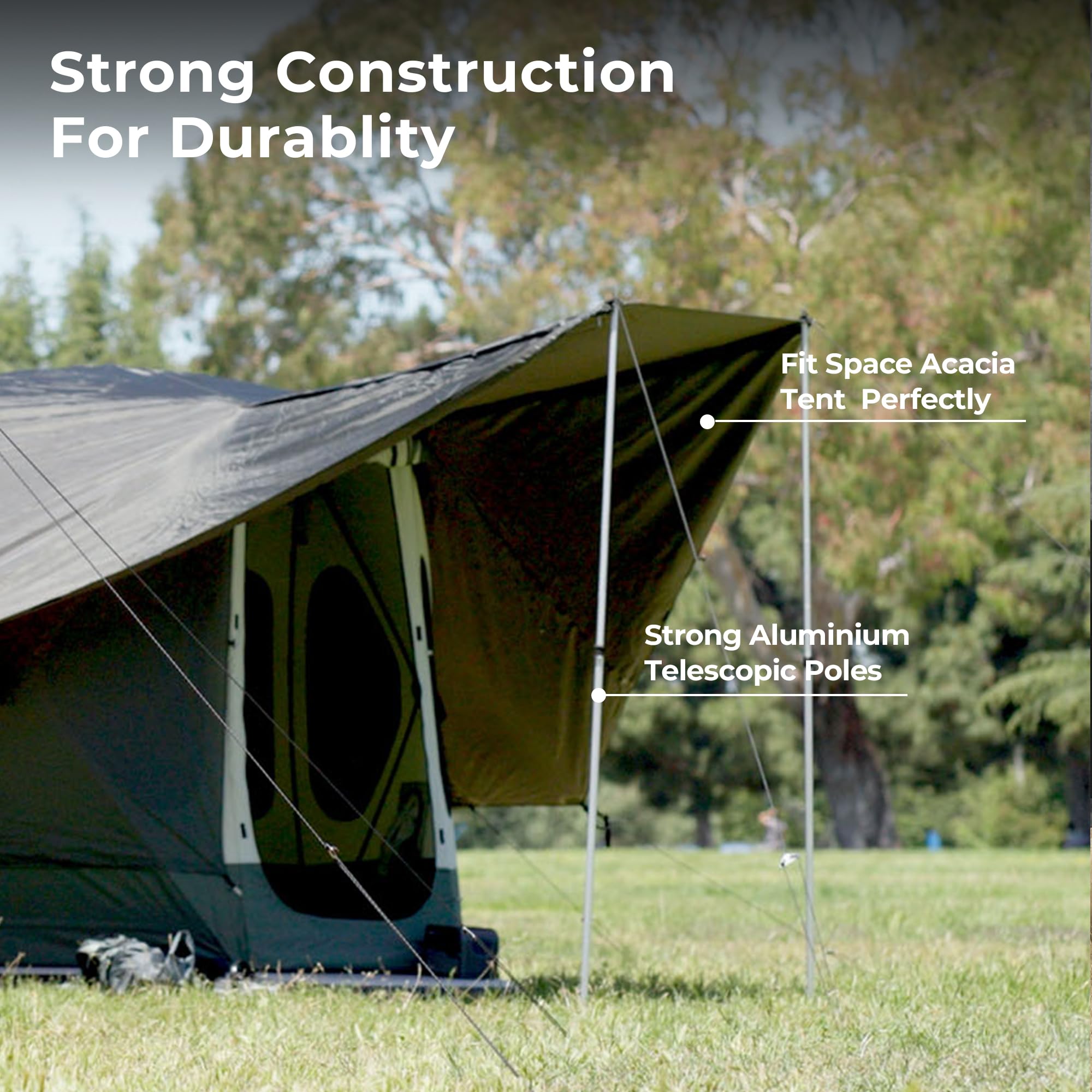 ACACIA Canopy 2-3 Person Camping Tent - Waterproof PU2000 4-Season Tarp with UPF50+ Sun Protection, Includes 2 Telescoping Poles & Carry Bag - Perfect for Summer Nights, Backpacking, and Outdoor Adventures