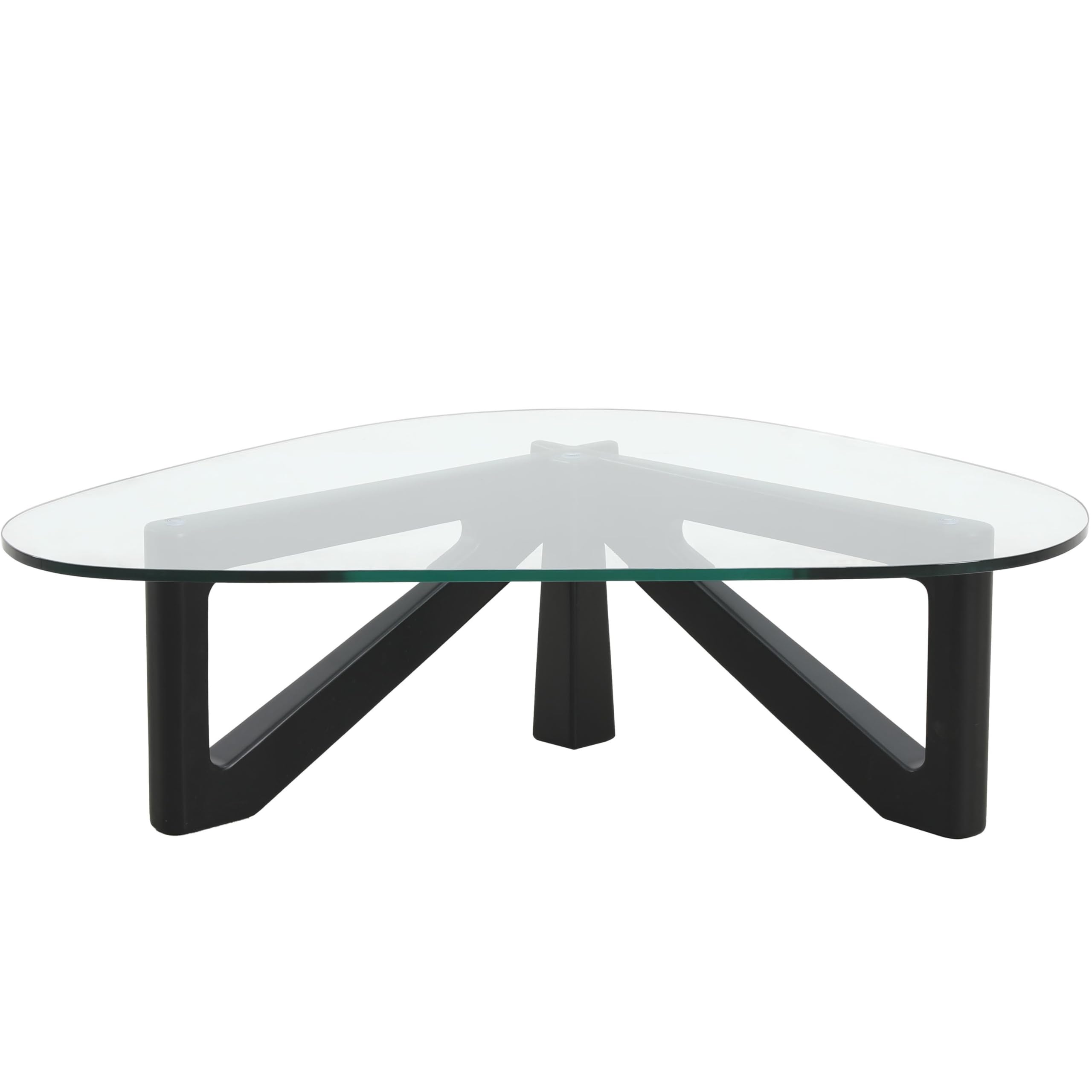 LeisureMod Imperial Glass Top Triangle Coffee Table with Black Base - Modern Living Room Furniture for Small Spaces, Apartments & Home Decor