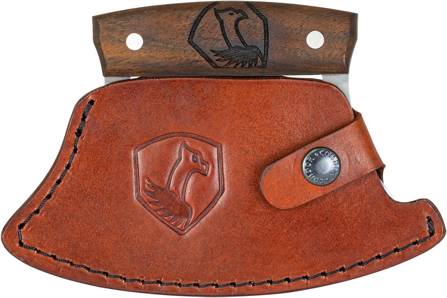 Condor Tool & Knife Ulu Knife - 1075 High Carbon Steel Blade with Walnut Handle & Leather Sheath - Perfect for Chopping Vegetables, Meat, Herbs - Great for Kitchen, Camping, Survival & Outdoor Cooking