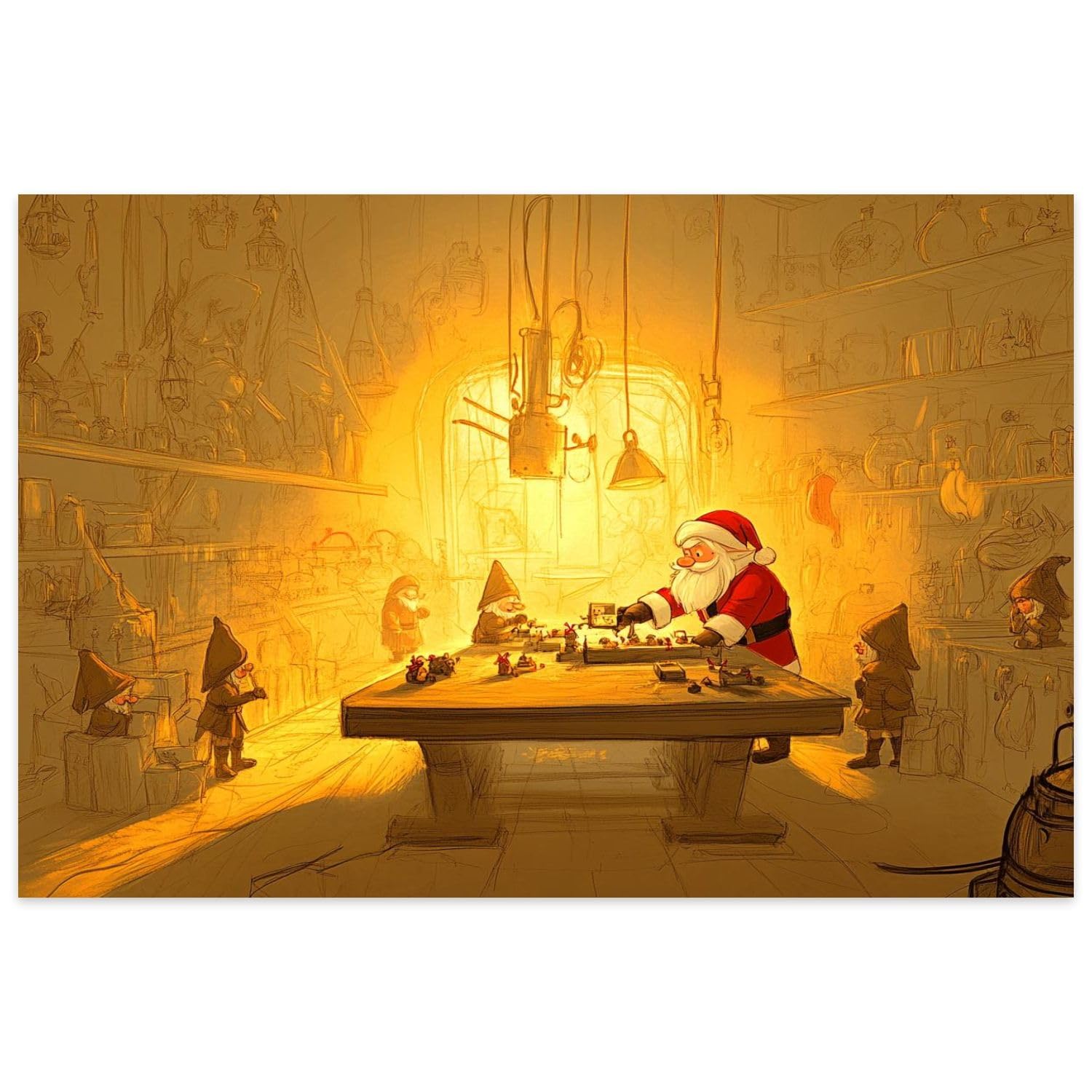 500-Piece Santa Toy Workshop Wooden Jigsaw Puzzle - Family Game & Home Decor