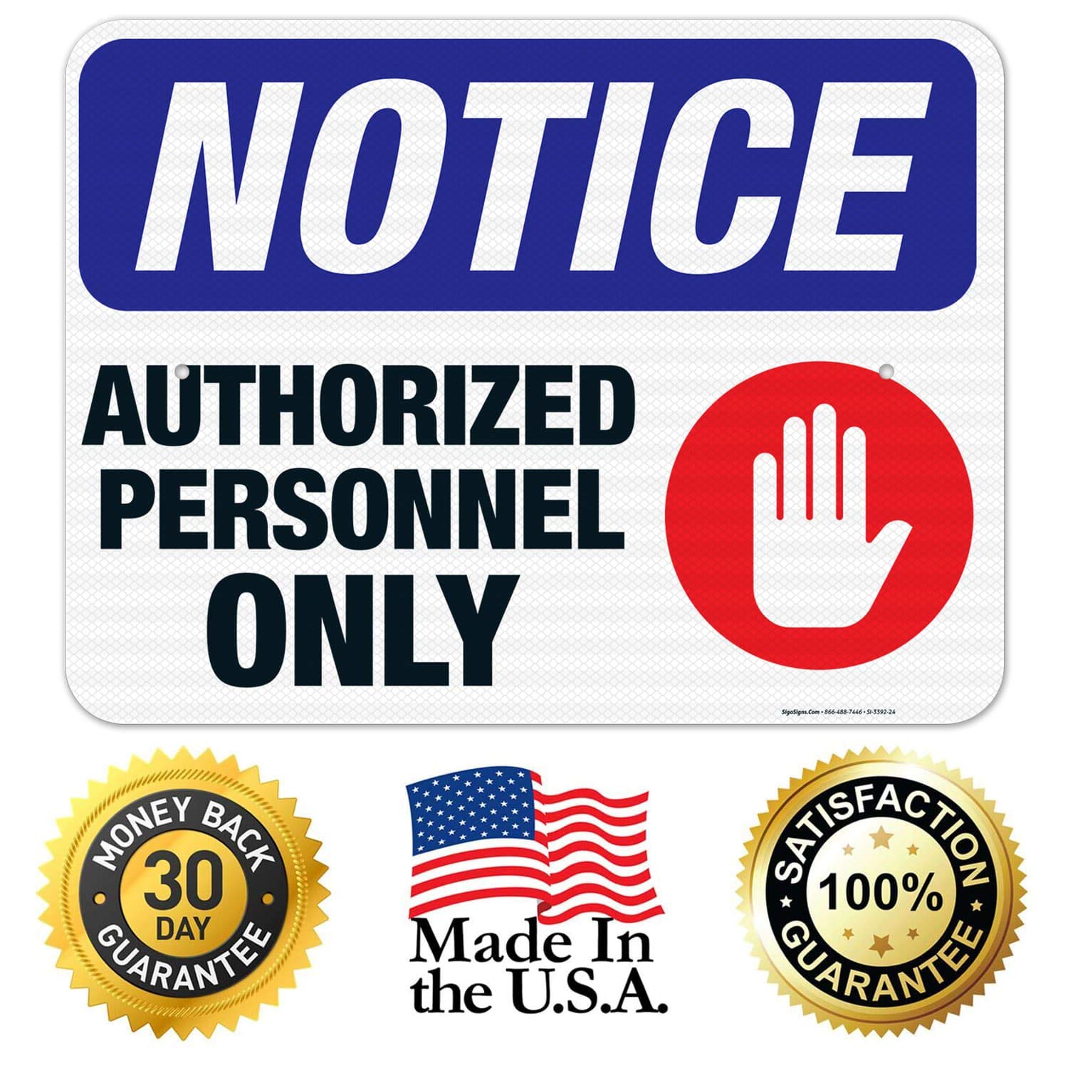 Authorized Personnel Only Red Warning Sign - OSHA Compliant 18x24 Inch Aluminum Sign with 3M EGP Reflective Surface | Durable .080 Thick Fade-Resistant Material for Indoor/Outdoor Use | Made in USA - Perfect for Construction Sites, Warehouses & Restricted Areas