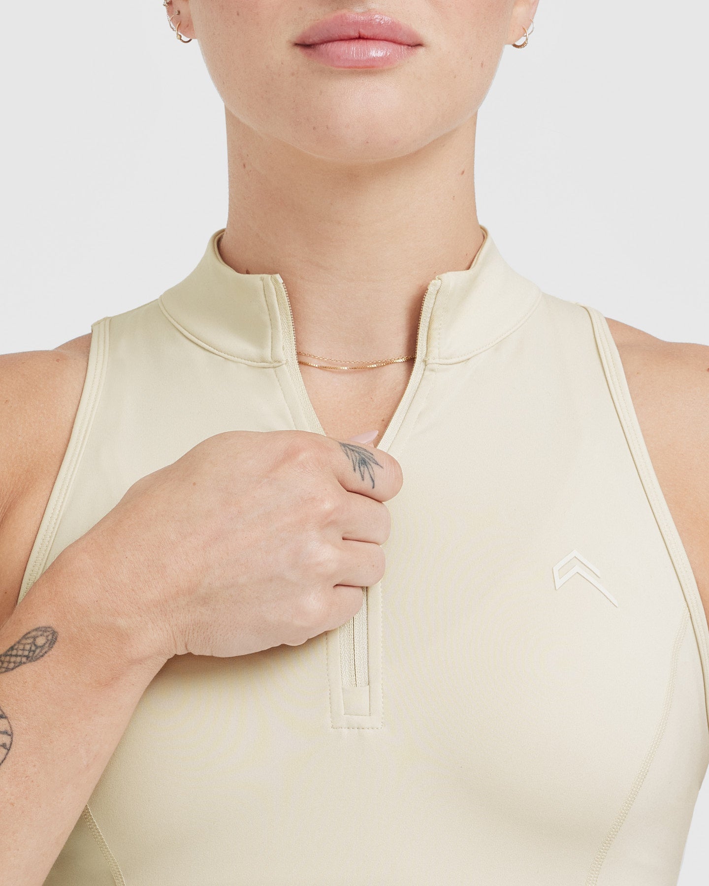 Timeless Half Zip Crop Tank Top for Women - Soft Vanilla Color | Casual Workout, Yoga, and Everyday Wear
