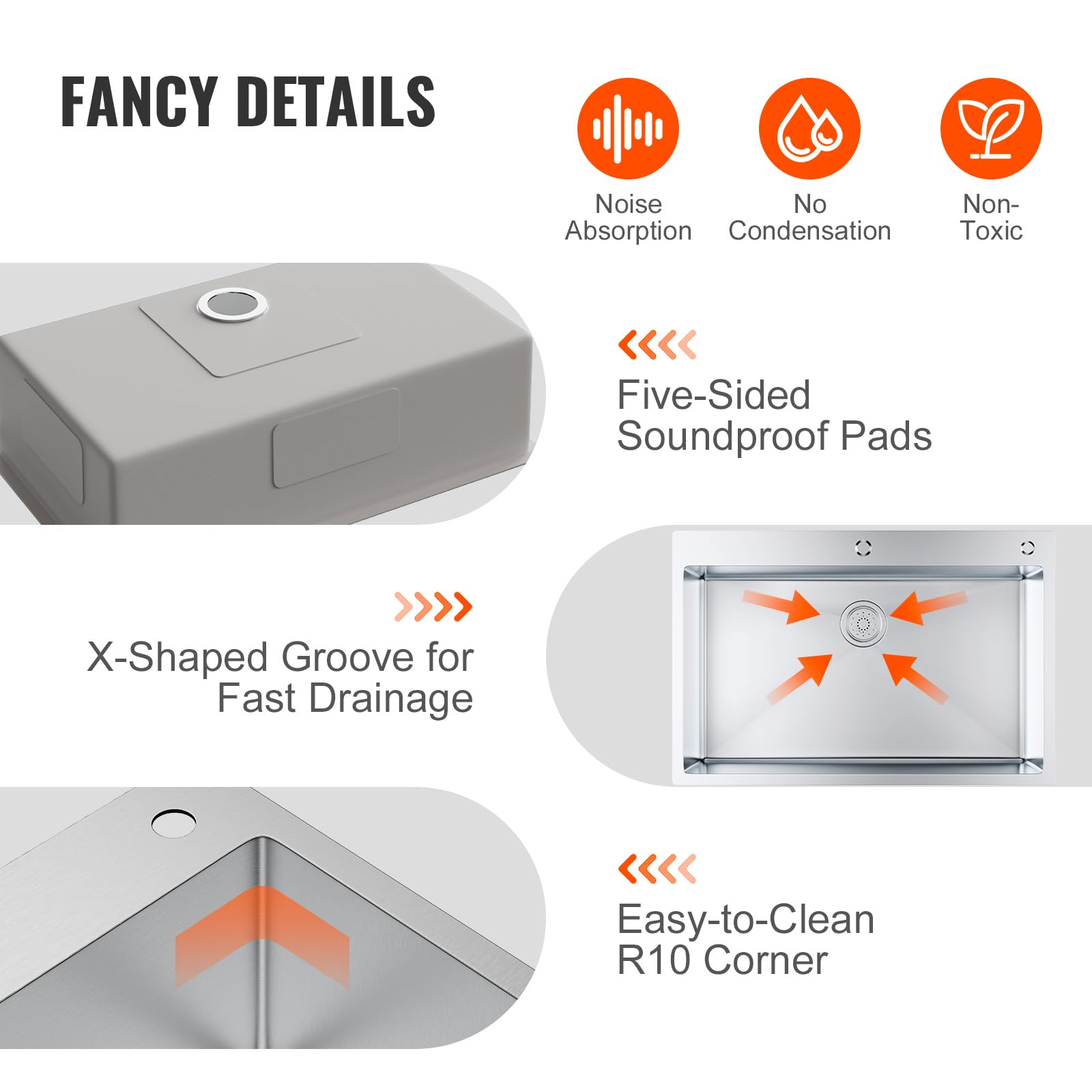 VEVOR 33 Inch 304 Stainless Steel Drop-In Kitchen Sink - Single Bowl Top Mount Sink with Accessories for Dishwasher, Workstation, RV, Prep Kitchen & Bar - Perfect for Home, Restaurant & Commercial Use