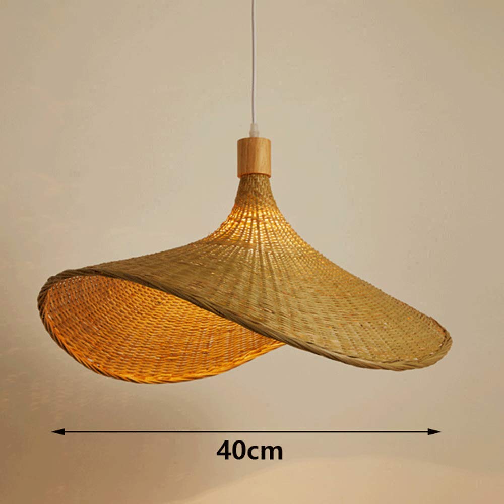 Modern Bamboo Chandelier - E27 Rattan Basket Ceiling Pendant Light for Dining Room & Farmhouse | Natural Bamboo Lighting Fixture with Straw Hat Design | Perfect for Rustic, Boho & Coastal Home Decor