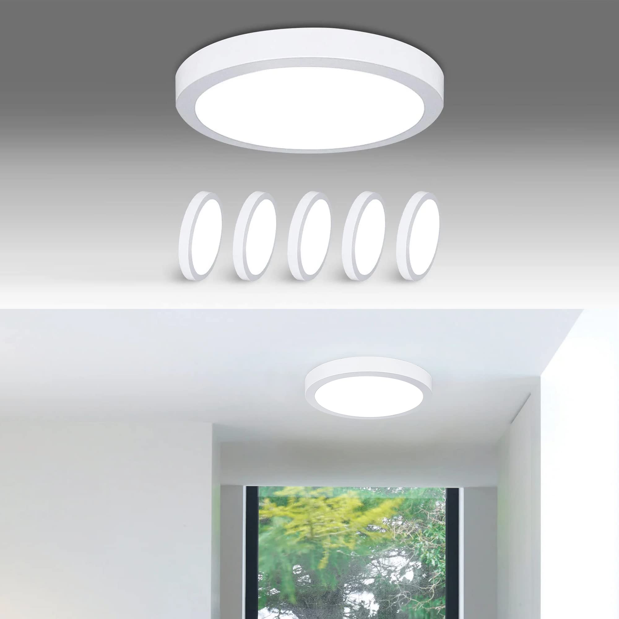 5-Pack DINGLILIGHTING LED Flush Mount Ceiling Lights - 24W 11.81