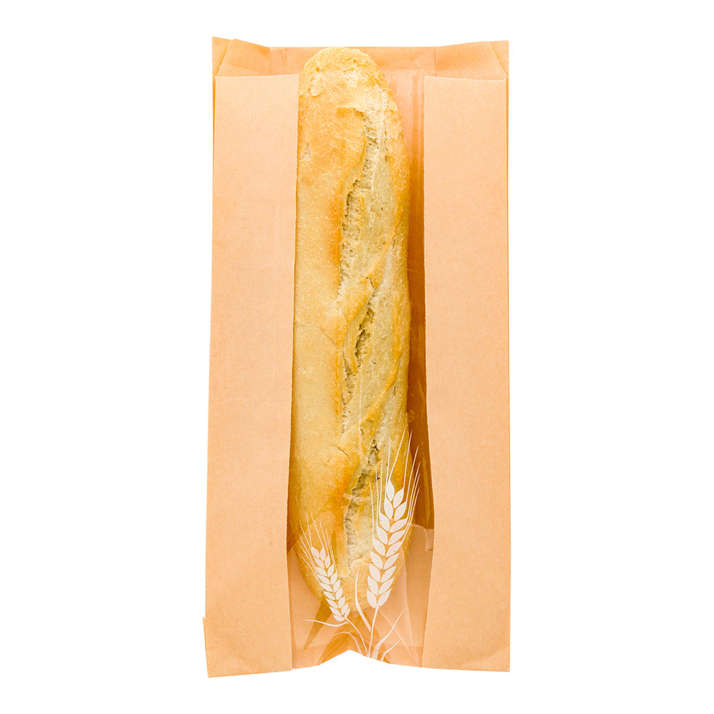 Eco-Friendly Brown Paper Bread Bags - Micro Perforated, Greaseproof, Wheat Pattern (5.75