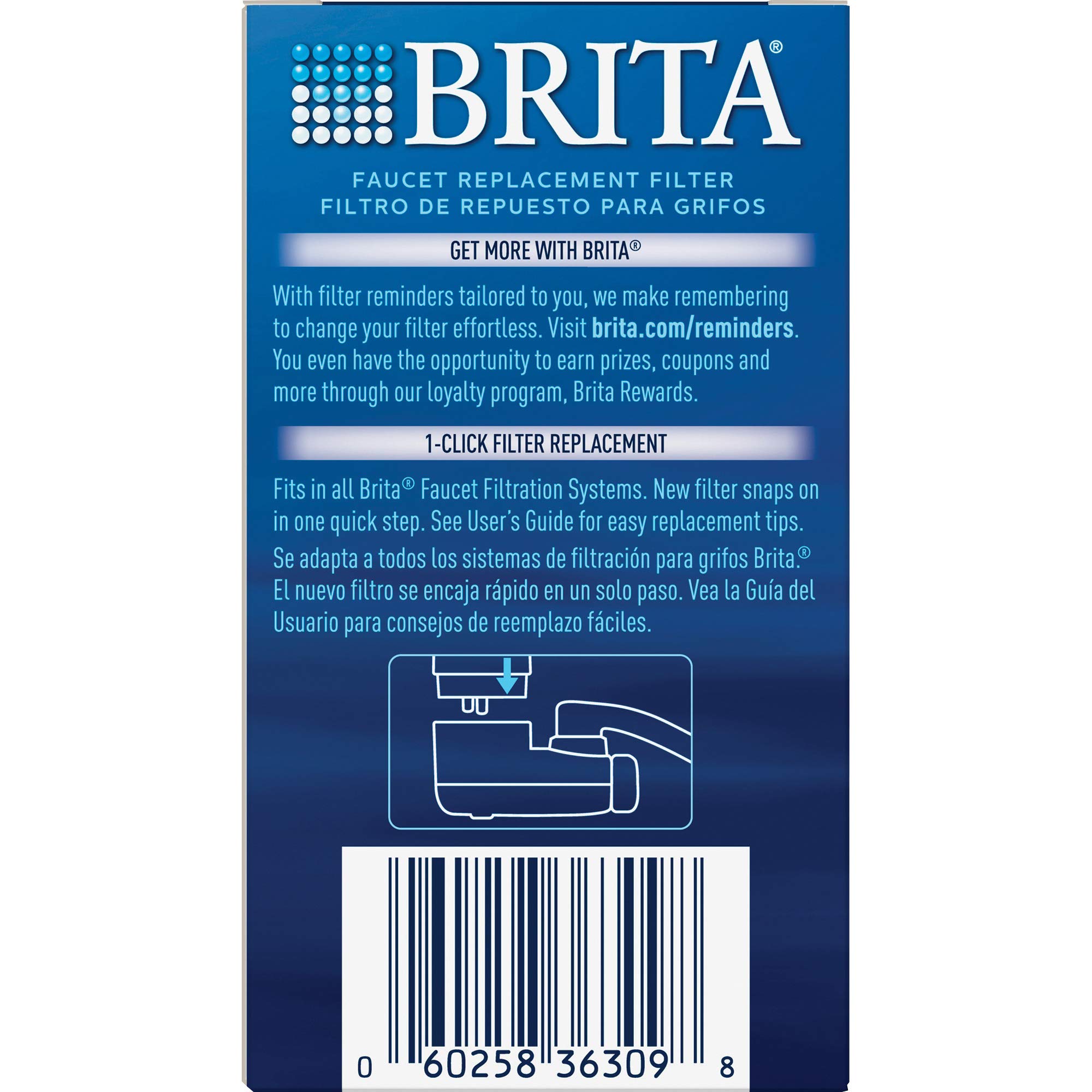 Brita 36309CT On Tap Faucet Replacement Water Filter Cartridge - Blue & White (6-Pack) | Clean Drinking Water for Kitchen, Office & RV Use