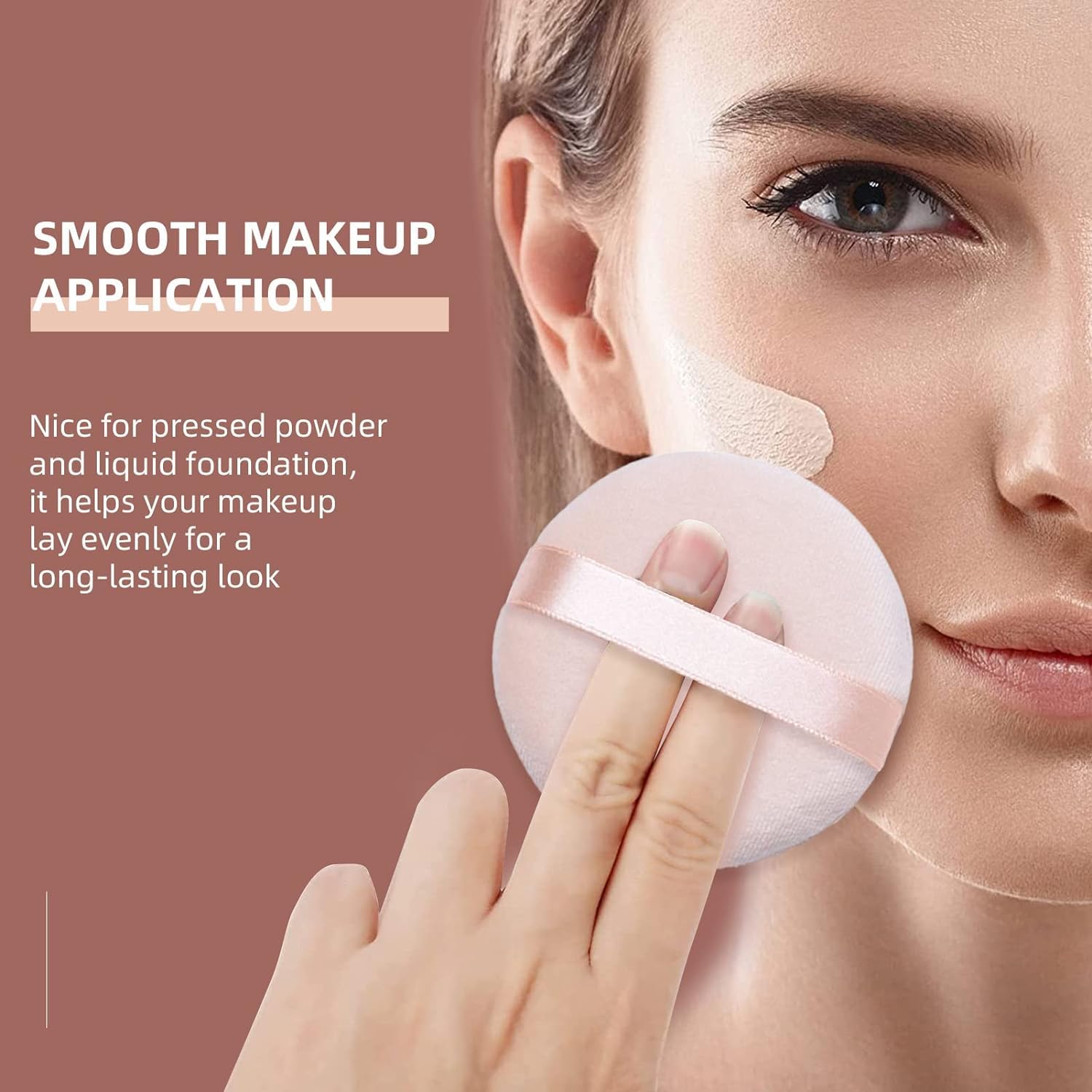 AKADO Premium Cotton Powder Puff for Loose Powder - Soft Round Makeup Sponge for Face & Body - Professional Cosmetic Puff (2 Pack) - Perfect for Airbrush Makeup & On-the-Go Touch Ups