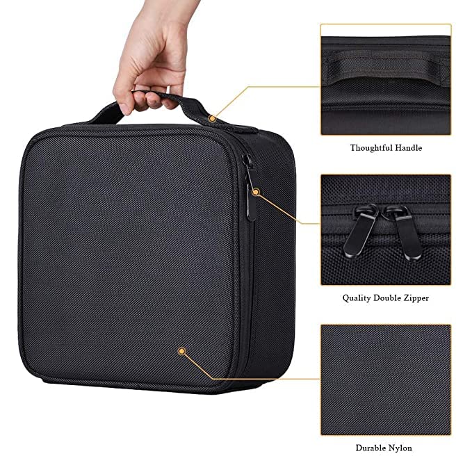 Professional Makeup Train Case - Waterproof Cosmetic & Toiletry Travel Organizer Bag with Adjustable Dividers for Makeup Brushes, Accessories & Tools | Perfect for Makeup Artists, Travel & Salon Storage (Black)