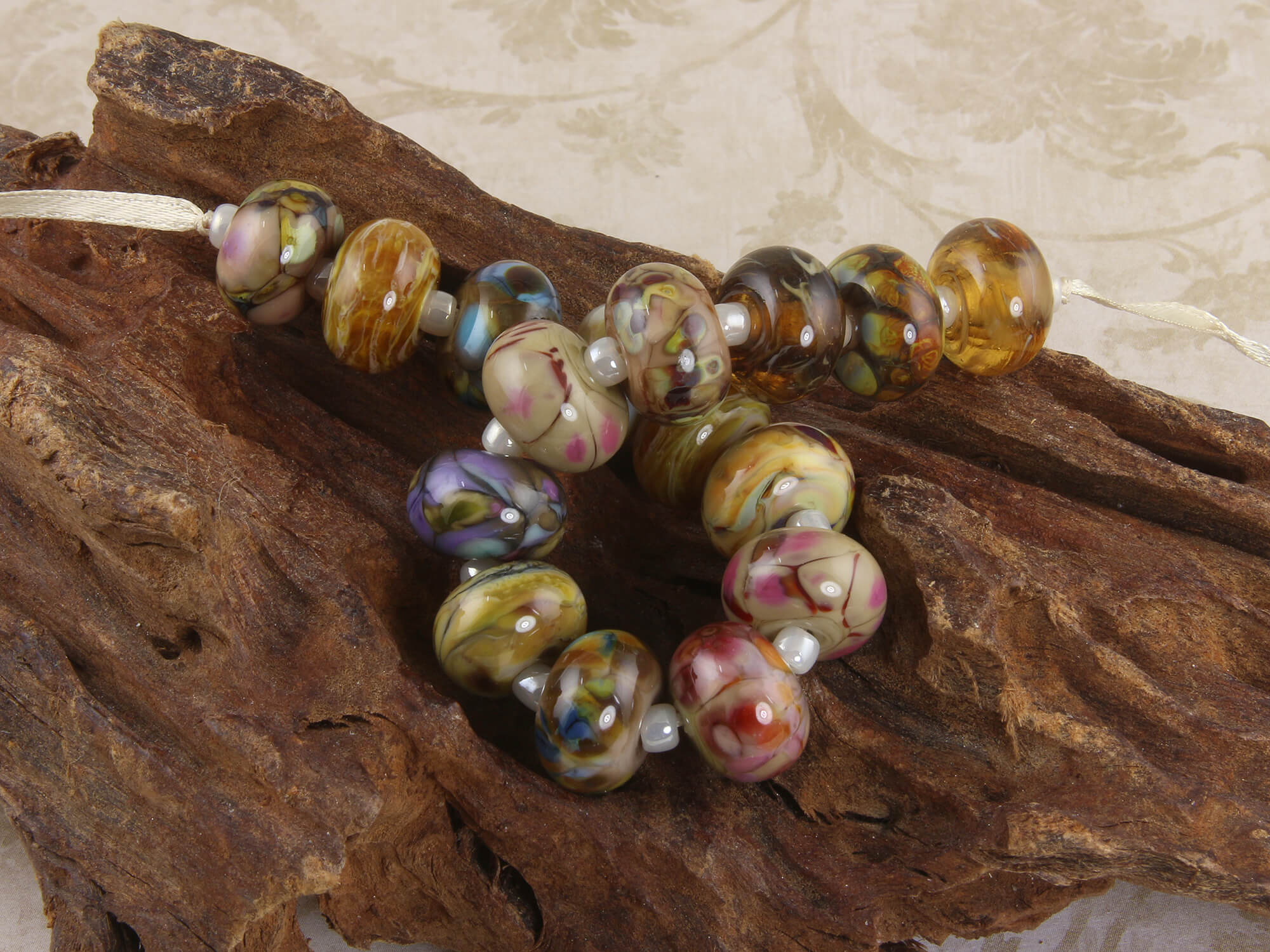 16PCS Yellow Lampwork Glass Beads for Jewelry Making - DIY Bracelet, Necklace & Craft Projects - Handmade Orphan Beads Set SRA