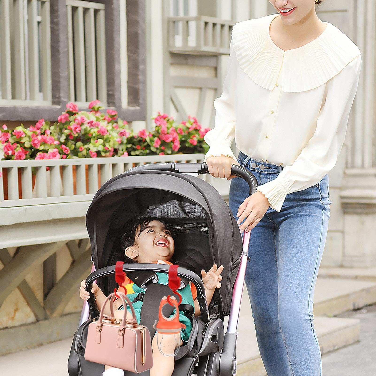 Rotatable Baby Stroller Hook - Multi-Purpose Mommy Organizer Hook for Strollers, Shopping Carts & Wheelchairs | Durable Bag Hanger Accessory for Diaper Bags, Groceries & Daily Essentials (Perfect for Moms On-The-Go)