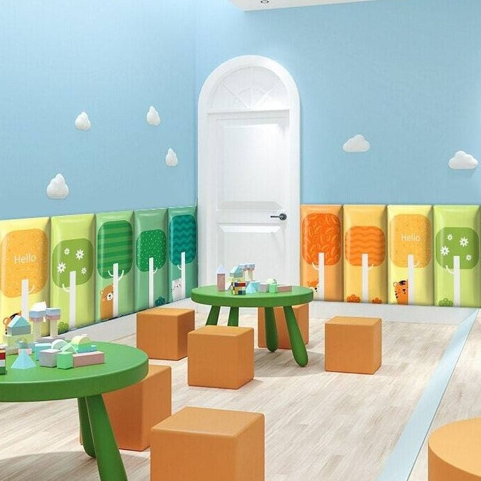 Kids Wall Padded Safety Cushions - Spring Blossom Tree Design for Nursery & Playroom - Soft Corner Protectors for Toddler Safety