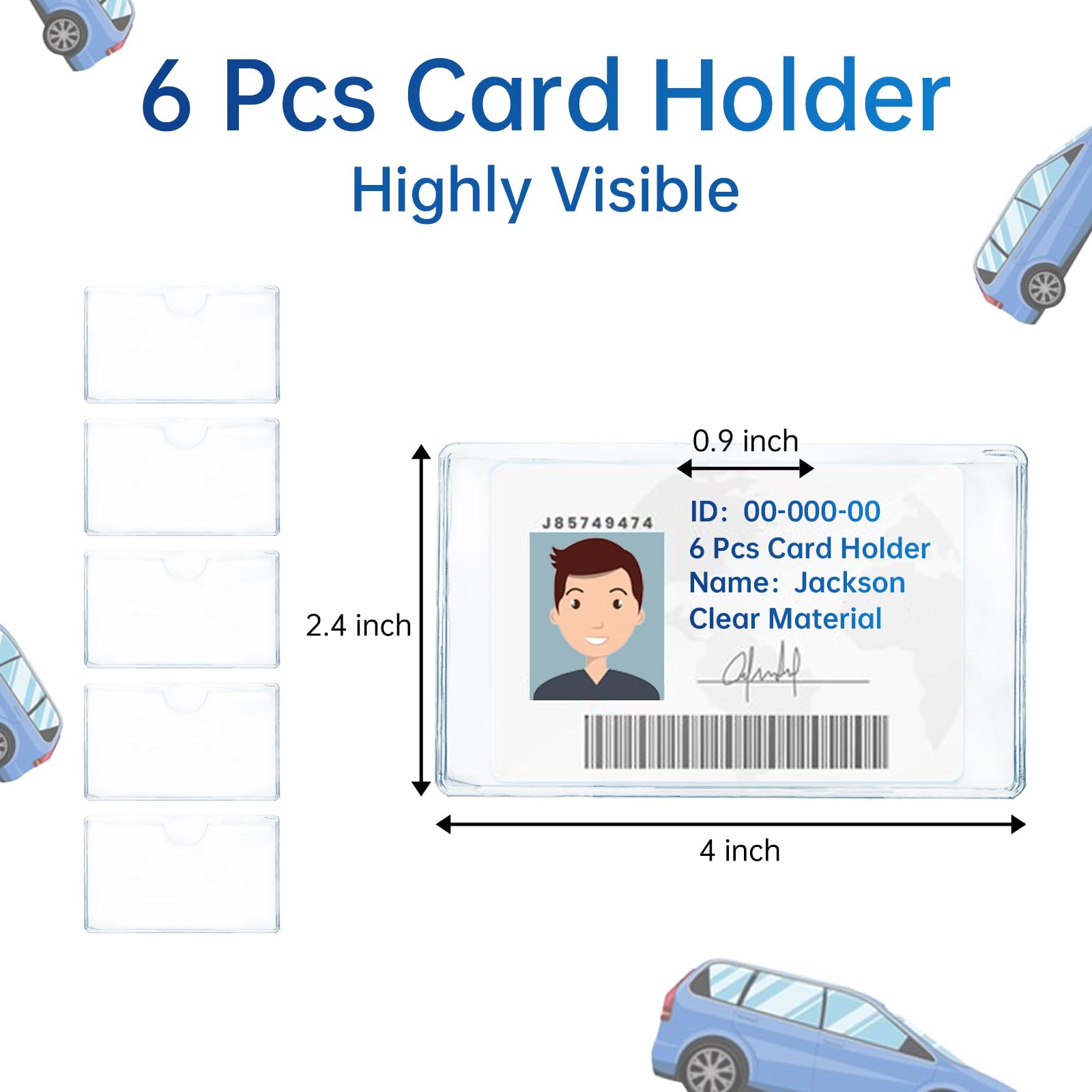 6 Pcs Clear Car Business Card Holder & Parking Pass Display - Windshield Window Organizer for Business Cards, Parking Permits, Toll Passes - Perfect for Vehicles, Offices & Commuters