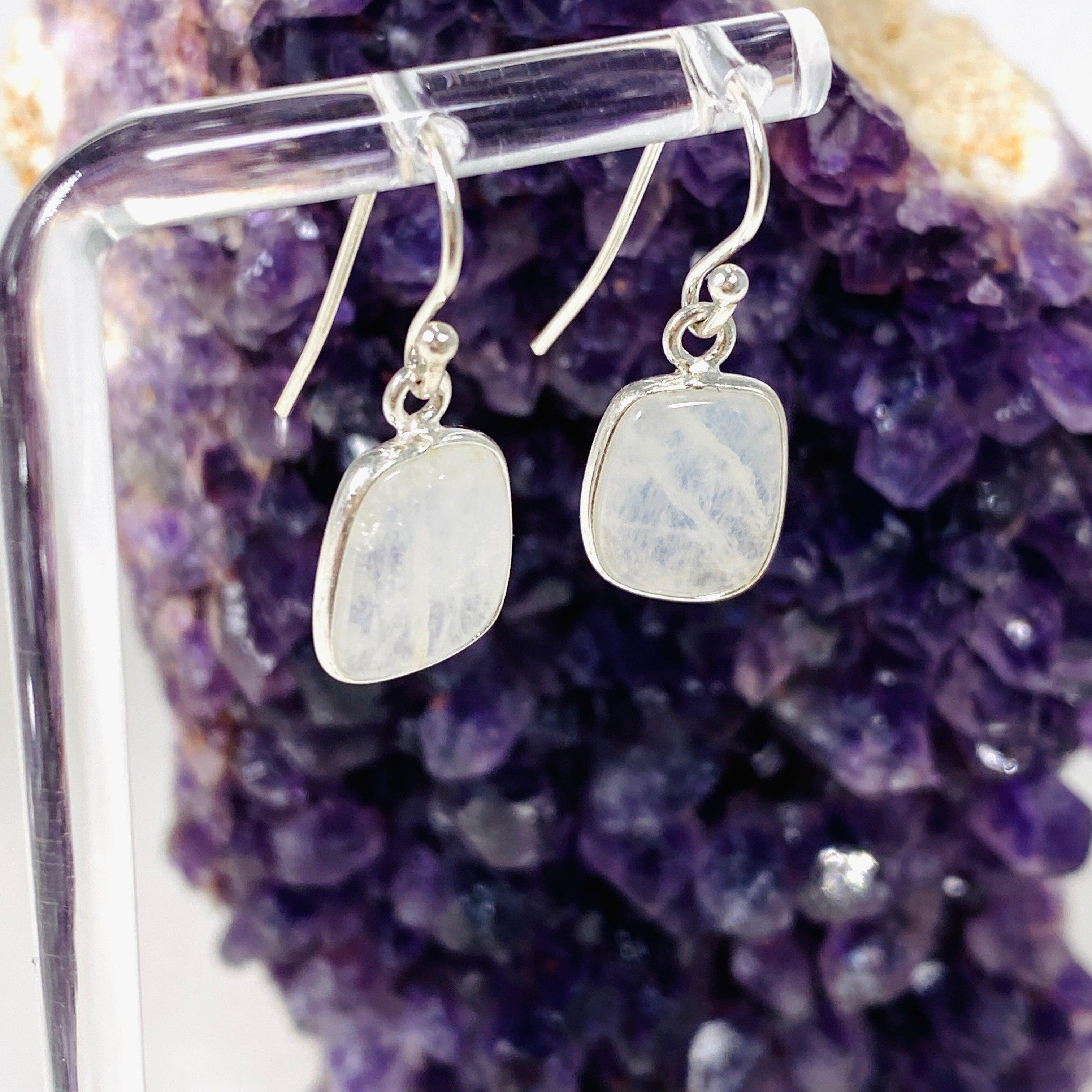 Moonstone Square Earrings KEGJ1391 - Elegant Sterling Silver Jewelry for Women | Perfect for Weddings, Parties & Everyday Wear