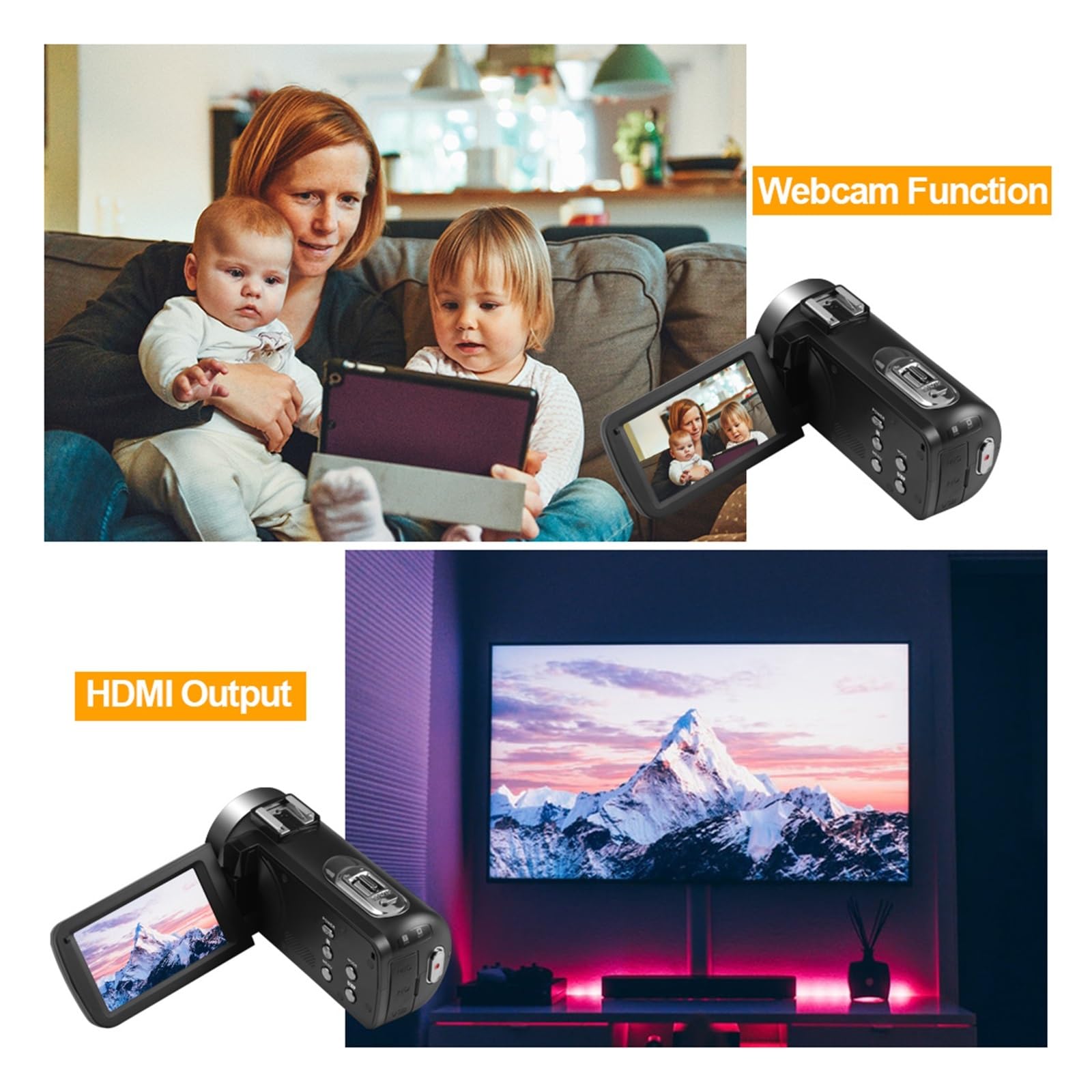 4K Night Vision WiFi Camcorder with IR - 16GB SD Card Included - Portable Outdoor Video Camera for Vlogging, Surveillance & Night Photography (6-Piece Set) | Perfect for Travel, Home Security & Wildlife Recording