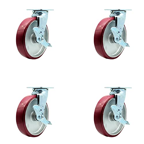 4 Swivel - Top Lock Brakes - Maroon