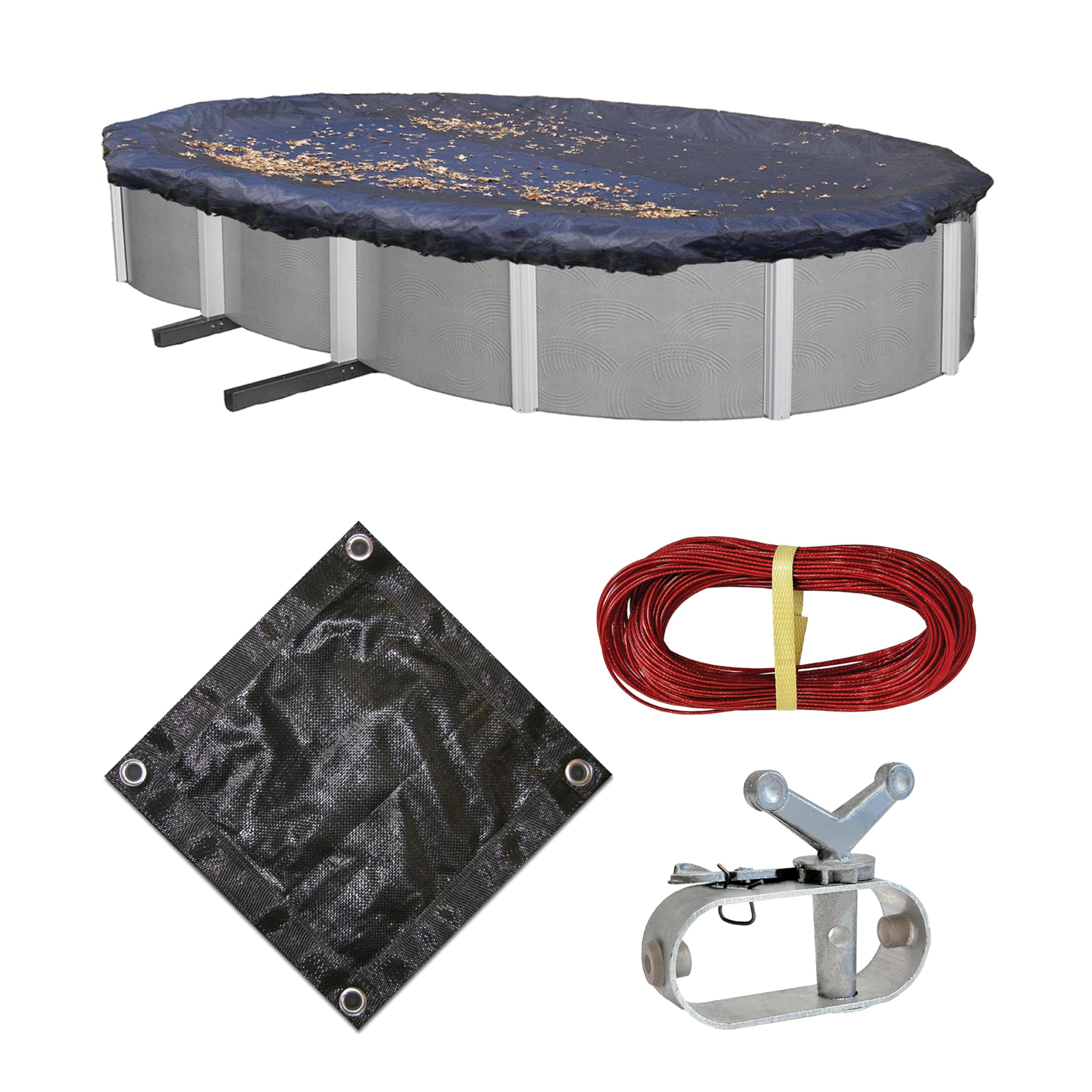 Blue Wave Oval 18-ft x 34-ft Heavy Duty Mesh Winter Pool Cover for Above Ground Pools | Durable Protection Against Snow, Leaves & Debris | Perfect for Winter Storage & Seasonal Pool Maintenance