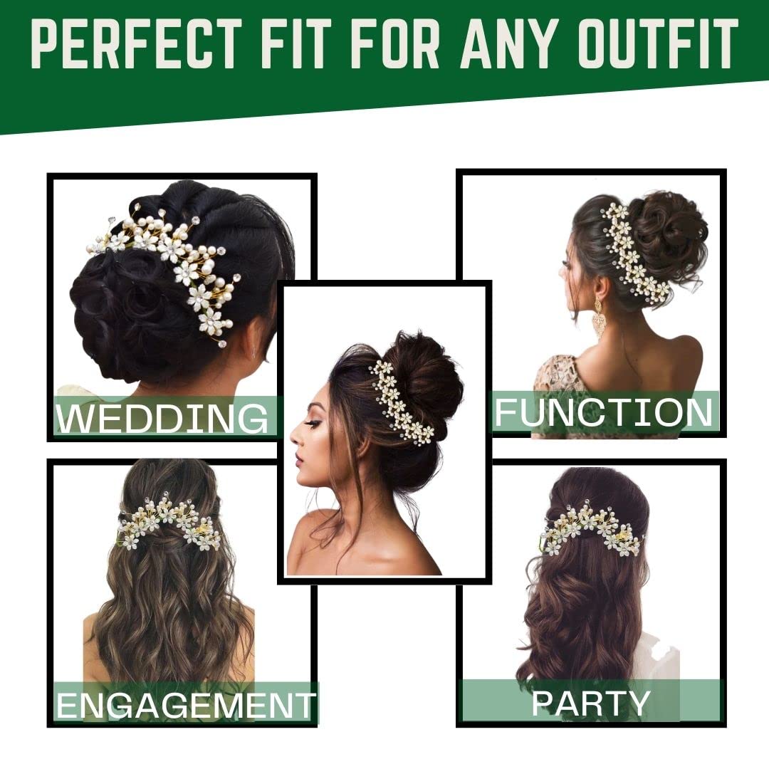 Accessozone Pearl Bridal Hair Accessories for Women - Artificial Flower Hair Clips - Perfect for Weddings, Prom & Special Occasions