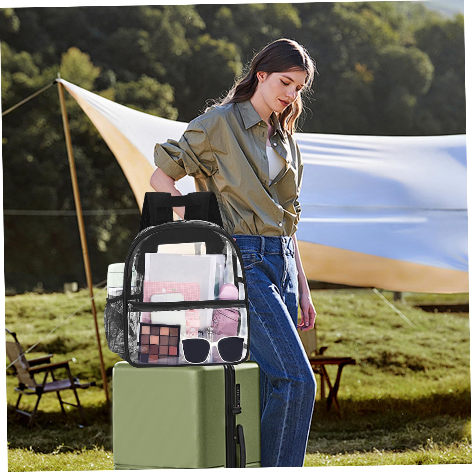 Large Clear Backpack - 20L Transparent Waterproof Stadium Backpack with Front Pocket for Concerts, Festivals & School - Perfect for Security Checks & Travel