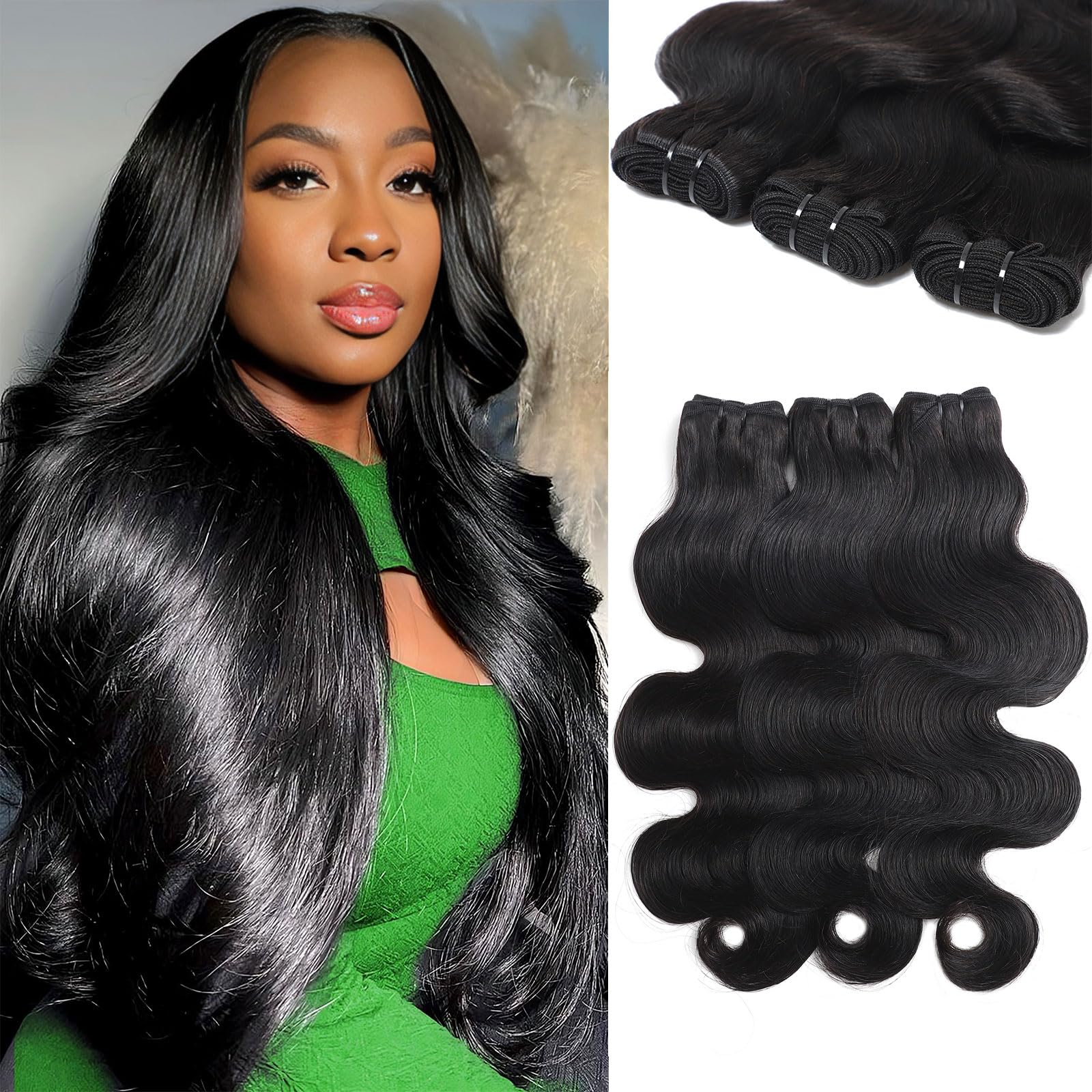 12A Raw Body Wave Bundles 100% Unprocessed Brazilian Virgin Human Hair - 20 22 24 Inch Natural Black Quick Weave Bundles (3 Bundles Deal) for Women | Perfect for Daily Wear, Special Occasions & Protective Styling