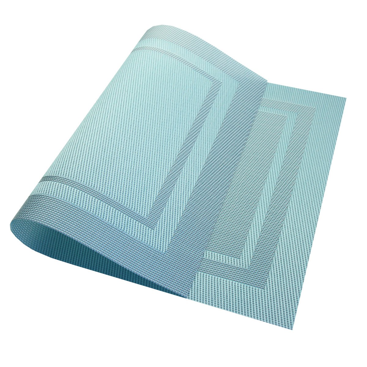 Premium Non-Slip Heat Insulation Placemats Set of 6 - Washable Woven Vinyl Table Mats for Dining Kitchen, Stain Resistant & Easy to Clean (Sky Blue) - Perfect for Family Meals, Dinner Parties & Daily Use