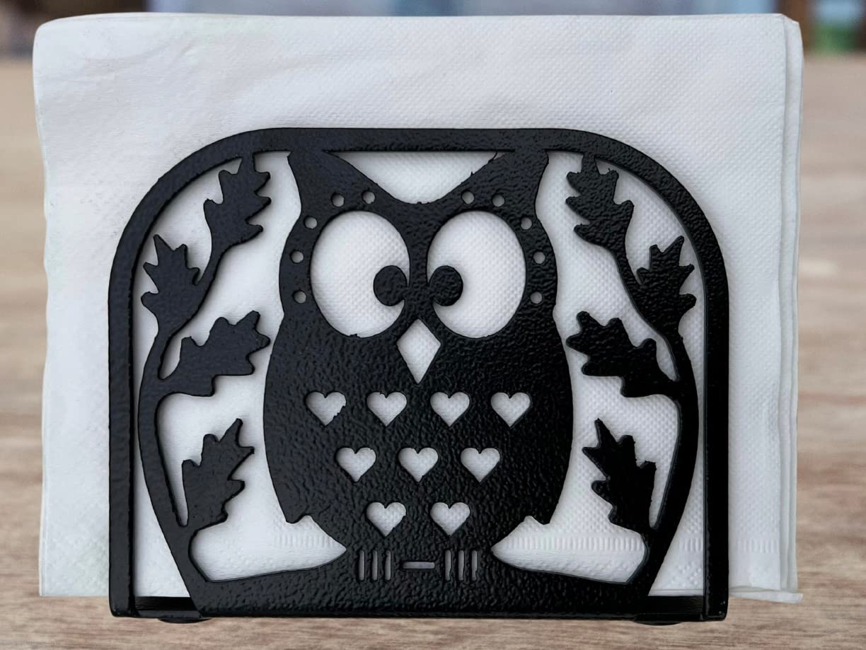 Modern Owl Napkin Holder Dispenser - Farmhouse Style Kitchen & Dining Table Decor, Paper Napkin & Tissue Organizer for Home, Restaurant, and Party Use