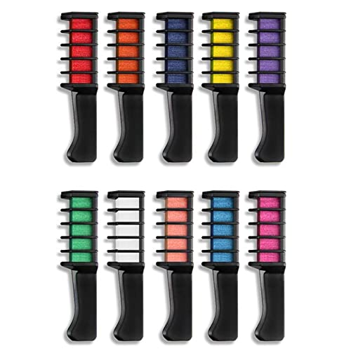 10 Color Hair Chalk Comb Set - Temporary Washable Hair Dye for Girls & Kids | Non-Toxic Hair Color Crayons for Parties, Halloween & Cosplay | Salon-Quality DIY Hair Coloring Kit